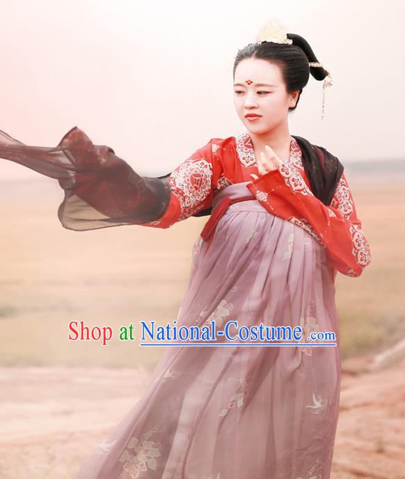 Chinese Ancient Palace Lady Hanfu Han Dynasty Imperial Concubine Queen Embroidered Historical Costumes