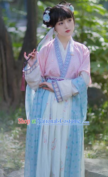 Chinese Ancient Nobility Lady Hanfu Dress Traditional Song Dynasty Court Princess Embroidered Costumes for Women