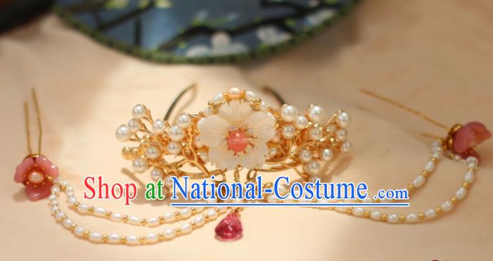 Chinese Traditional Handmade Hair Accessories Ancient Pearls Hair Crown Hairpins Headwear for Women