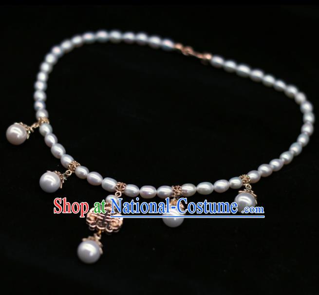 Traditional Chinese Handmade Pearls Necklace Ancient Palace Lady Necklet Accessories for Women