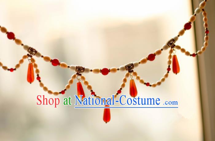 Traditional Chinese Handmade Agate Necklace Ancient Pearls Necklet Accessories for Women