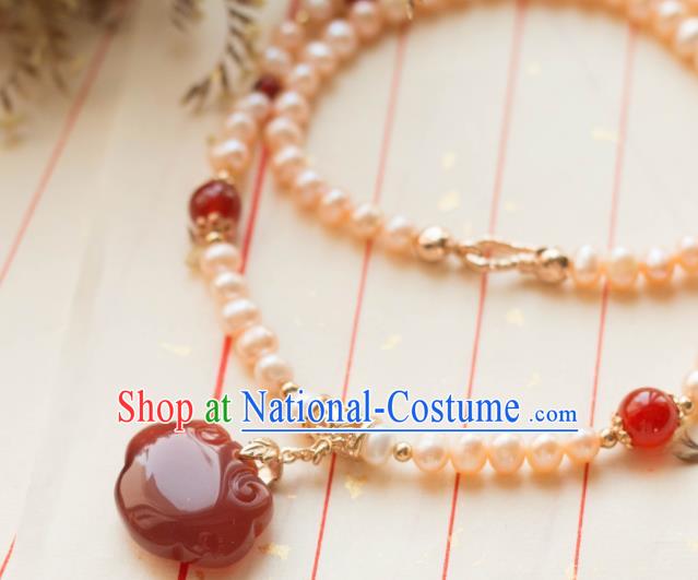 Traditional Chinese Handmade Pearls Necklace Ancient Necklet Accessories for Women