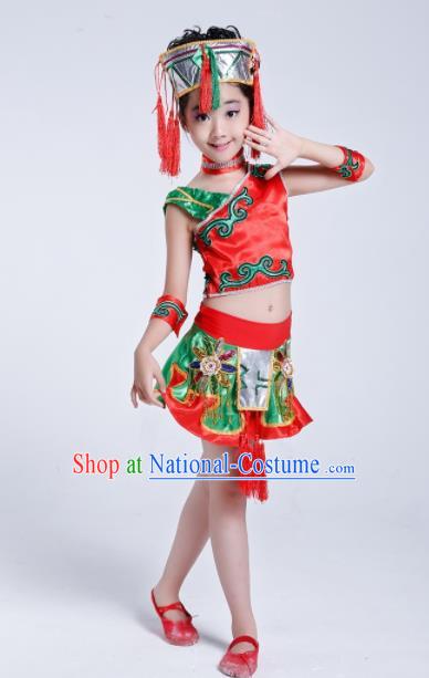 Chinese Ethnic Costumes Traditional Miao Minority Nationality Folk Dance Clothing for Kids