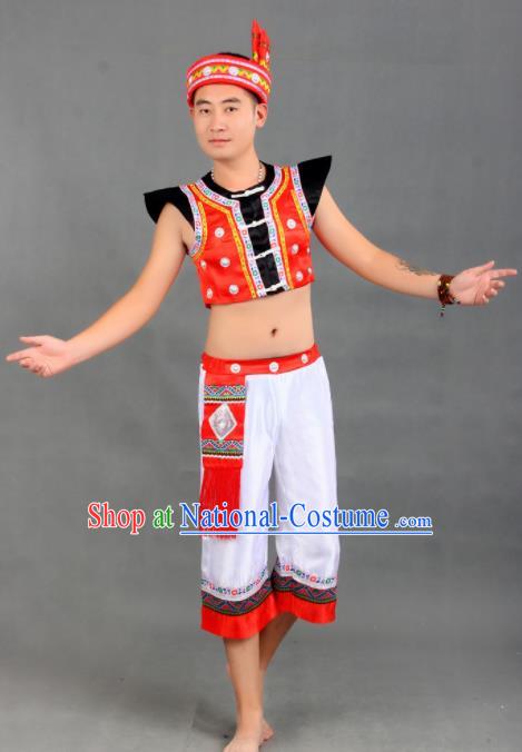 Chinese Traditional Dai Ethnic Costumes Dai Nationality Folk Dance Clothing for Men