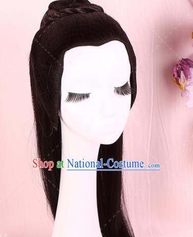 Traditional Chinese Drama Prince Handmade Wigs Ancient Swordsman Chignon for Men