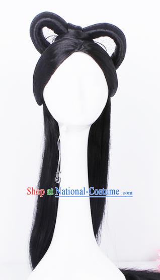 Traditional Chinese Handmade Hair Accessories Wigs Sheath Ancient Peri Princess Chignon for Women