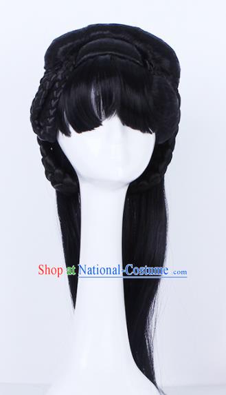 Traditional Chinese Handmade Bangs Wigs Sheath Hair Accessories Ancient Palace Princess Chignon for Women