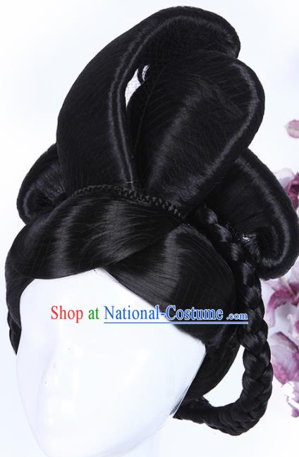 Traditional Chinese Drama Court Maid Wigs Sheath Ancient Palace Lady Handmade Chignon Hair Accessories for Women