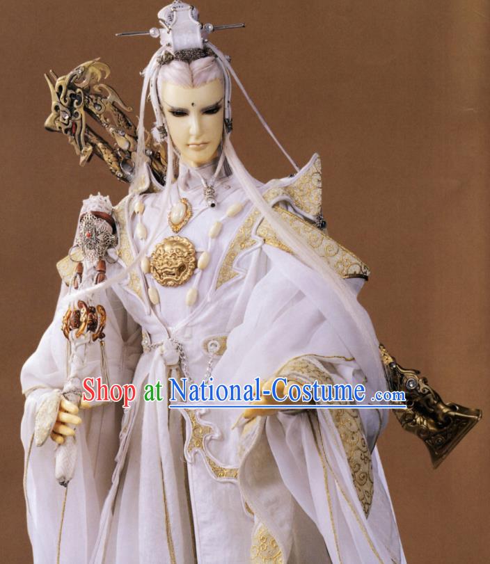 Asian Chinese Cosplay White Costumes Ancient Swordsman Royal Highness Clothing for Men