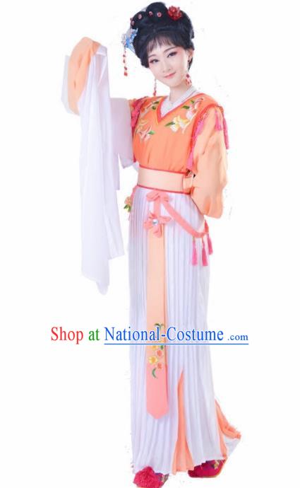 Chinese Traditional Peking Opera Actress Costumes Ancient Young Lady Orange Dress for Adults