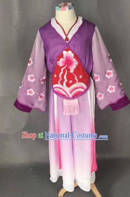 Chinese Traditional Peking Opera Maidservants Purple Costumes Ancient Mui Tsai Dress for Adults