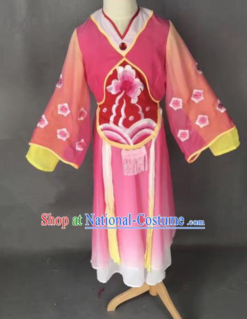 Chinese Traditional Peking Opera Maidservants Rosy Costumes Ancient Mui Tsai Dress for Adults