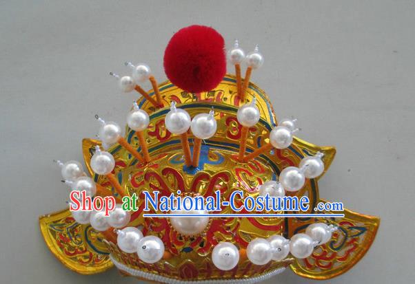 Chinese Traditional Peking Opera Takefu Hat Ancient Helmet Headwear for Adults