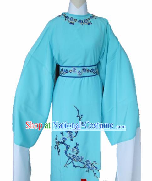 Chinese Traditional Peking Opera Niche Costume Ancient Scholar Blue Robe for Adults