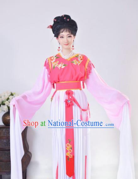 Chinese Traditional Peking Opera Actress Costumes Ancient Young Lady Pink Dress for Adults