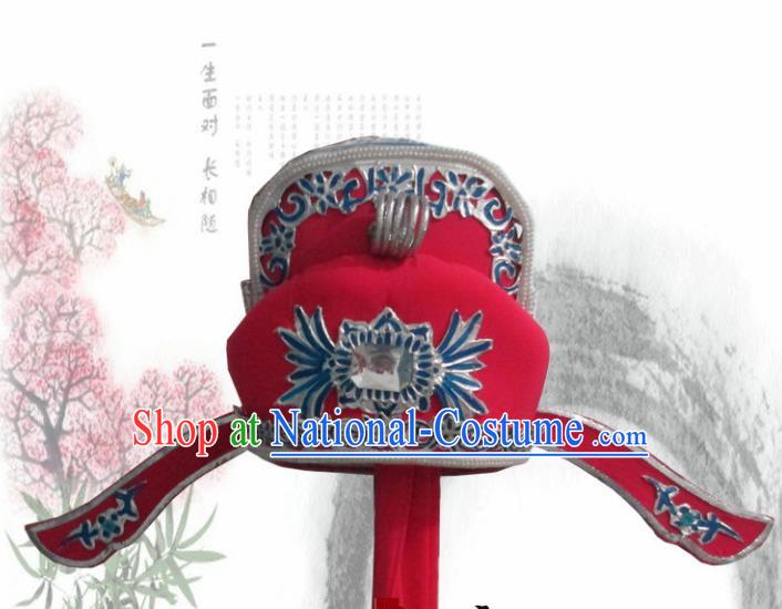 Chinese Traditional Peking Opera Gifted Scholar Red Hat Ancient Headwear for Adults