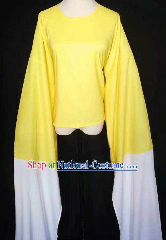 Chinese Traditional Peking Opera Costumes Ancient Water Sleeve Yellow Blouse for Adults