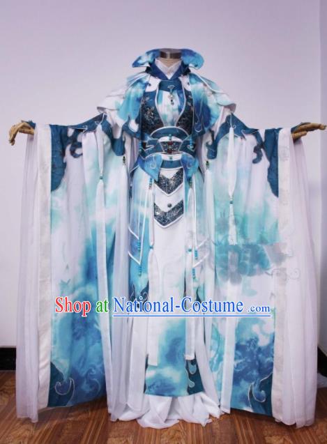 Asian Chinese Cosplay Swordsman Costumes Ancient Royal Highness Clothing for Men