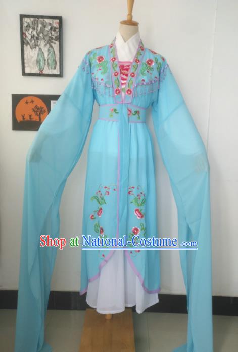 Chinese Traditional Peking Opera Costumes Ancient Court Maid Blue Dress for Adults