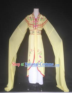 Chinese Traditional Peking Opera Costumes Ancient Court Maid Yellow Dress for Adults