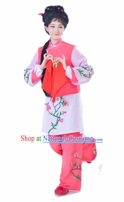 Chinese Traditional Peking Opera Mui Tsai Pink Costumes Ancient Young Lady Dress for Adults