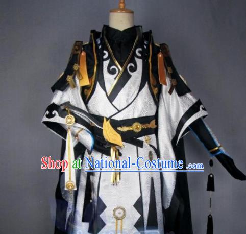 Asian Chinese Cosplay Taoist Priest Costumes Ancient Swordsman Royal Highness Clothing for Men