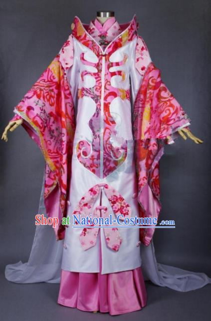 Asian Chinese Cosplay Princess Rosy Costumes Ancient Swordswoman Dress Clothing for Women