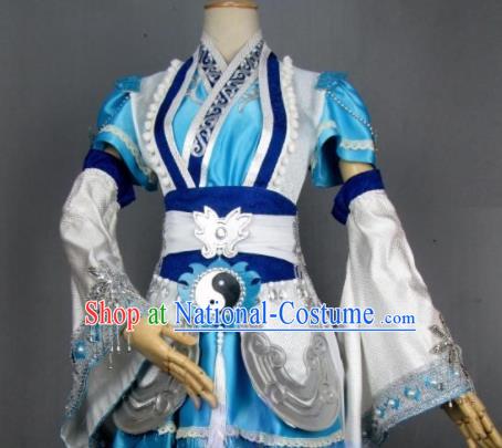 Asian Chinese Cosplay Taoist Nun Costumes Ancient Swordswoman Dress Clothing for Women