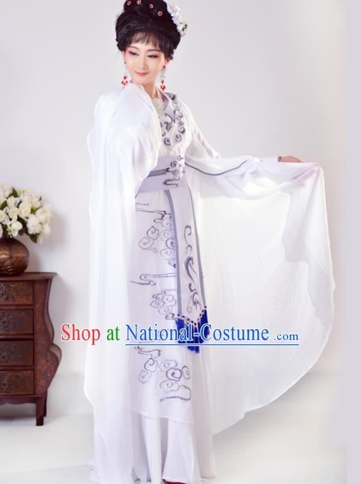 Chinese Traditional Peking Opera Princess White Costumes Ancient Beijing Opera Diva Clothing for Adults