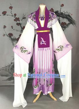 Chinese Traditional Peking Opera Actress Costumes Ancient Imperial Concubine Embroidered Purple Dress for Adults