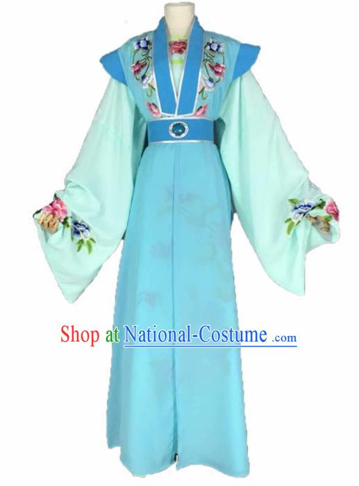 Chinese Traditional Peking Opera Niche Costume Ancient Scholar Blue Clothing for Adults