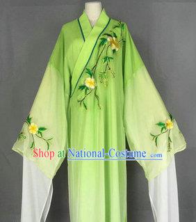 Chinese Traditional Peking Opera Niche Costume Ancient Scholar Green Robe for Adults