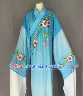 Chinese Traditional Peking Opera Niche Costume Ancient Scholar Blue Robe for Adults