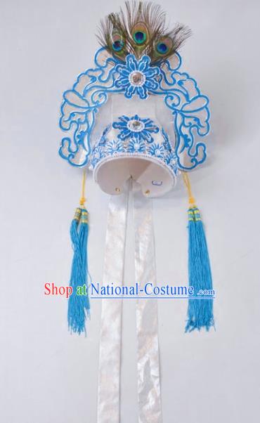 Chinese Traditional Peking Opera Niche Scholar White Hat Headwear for Adults