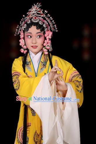 Chinese Traditional Peking Opera Pantaloon Costumes Ancient Dowager Countess Yellow Dress for Kids