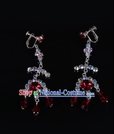 Chinese Traditional Peking Opera Jewelry Accessories Red Crystal Earrings for Women