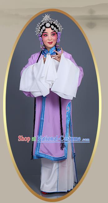 Chinese Traditional Beijing Opera Actress Costumes Ancient Young Mistress Purple Dress for Adults