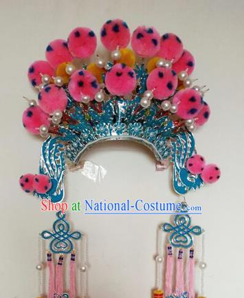 Chinese Traditional Peking Opera Blues Hat Ancient Female General Headwear for Adults