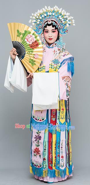 Chinese Traditional Beijing Opera Actress Costumes Ancient Imperial Consort Pink Embroidered Dress for Adults