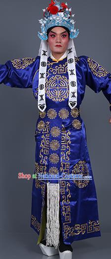 Chinese Traditional Peking Opera Takefu Costume Ancient Imperial Bodyguard Royalblue Embroidered Robe for Adults