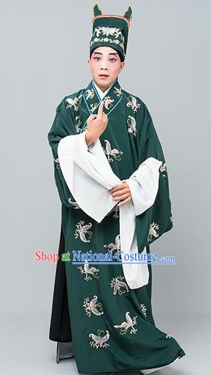 Chinese Traditional Peking Opera Niche Costume Ancient Gifted Scholar Green Butterfly Robe for Adults