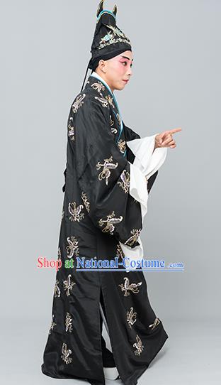 Chinese Traditional Peking Opera Niche Costume Ancient Gifted Scholar Black Butterfly Robe for Adults