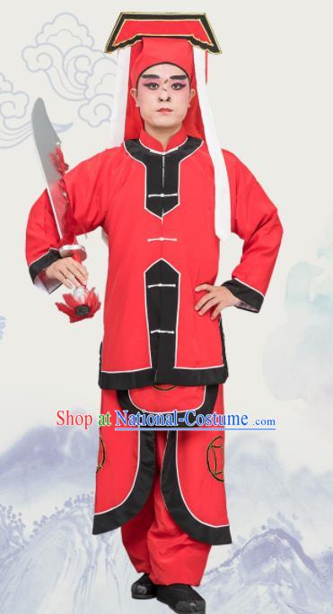 Chinese Traditional Peking Opera Takefu Costume Ancient Executioner Red Clothing for Adults