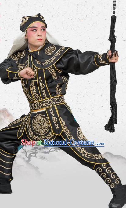 Chinese Traditional Peking Opera Takefu Costume Ancient Soldier Black Clothing for Adults