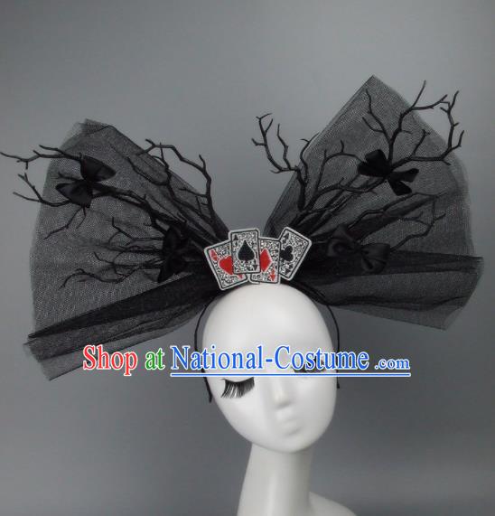 Top Grade Handmade Halloween Cosplay Hair Accessories Bride Black Veil Hair Clasp Headwear for Women