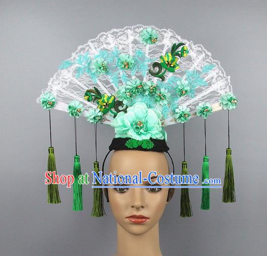 Handmade Halloween Cosplay Lace Hair Accessories Chinese Stage Performance Hair Clasp Headdress for Women