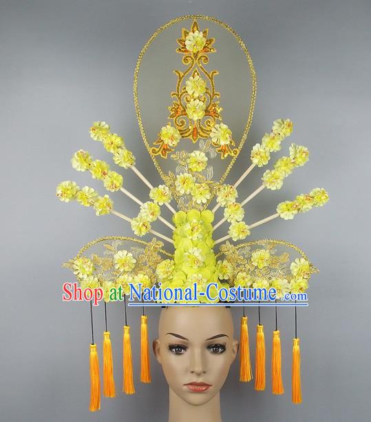 Handmade Halloween Queen Golden Hair Accessories Chinese Stage Performance Hair Clasp Headdress for Women