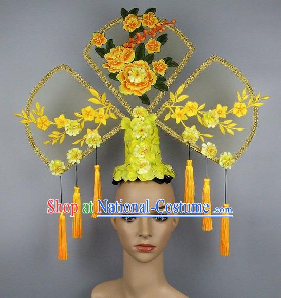 Handmade Halloween Queen Peony Hair Accessories Chinese Stage Performance Hair Clasp Headdress for Women