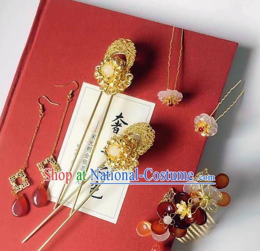 Handmade Chinese Ancient Hair Accessories Hanfu Hair Comb Hairpins Complete Set for Women