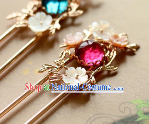 Chinese Traditional Handmade Shell Flowers Hair Clip Hair Accessories Ancient Hairpins for Women